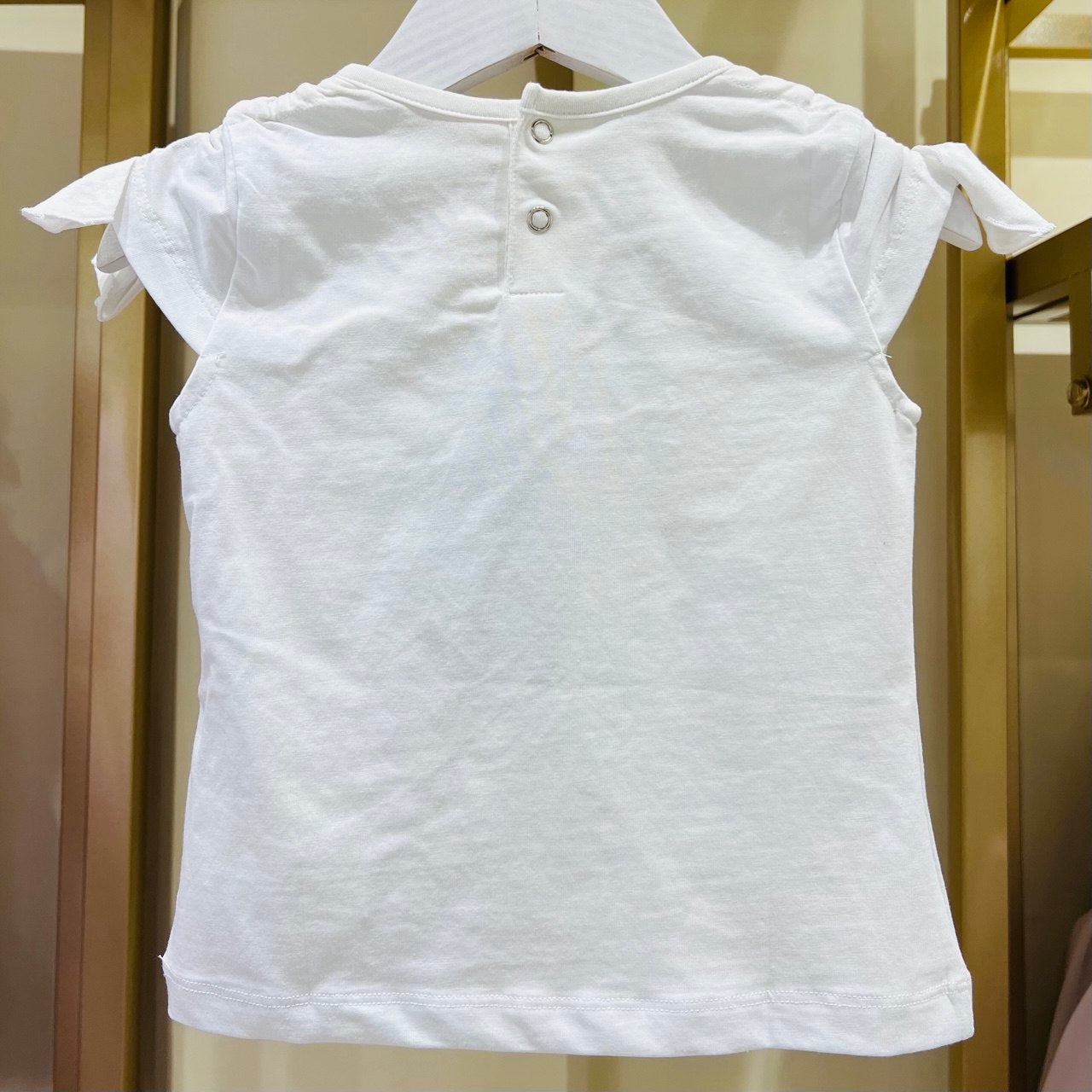 Kid's White T-Shirt with Embroidered Bird