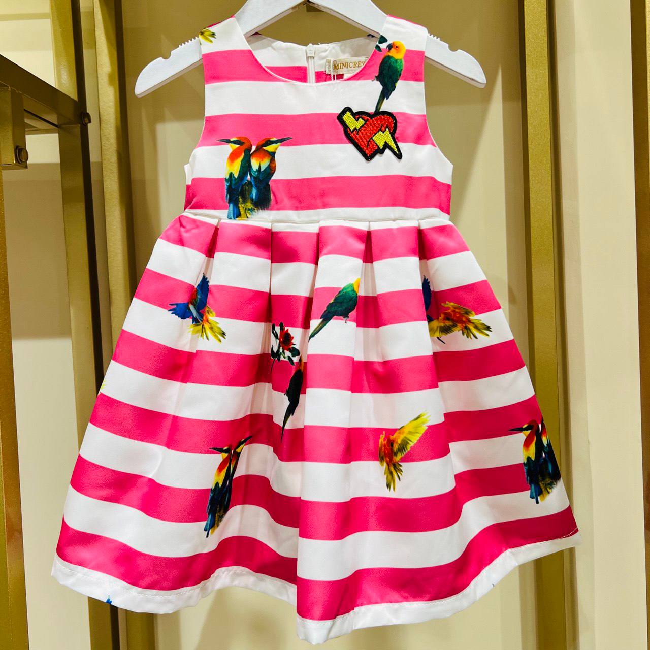 Striped Parrot Print Dress