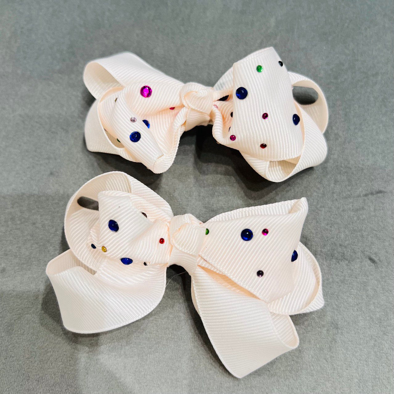 White & Pink with Colorful Diamonds Hair Clip