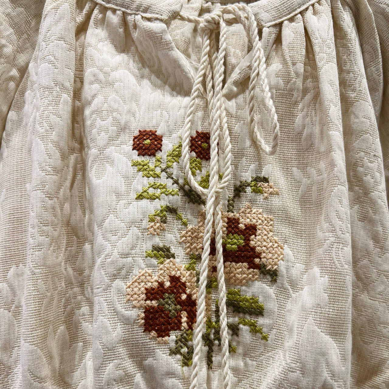 Embroidered Boho Dress for Girls - Long Sleeve, Tassel Ties