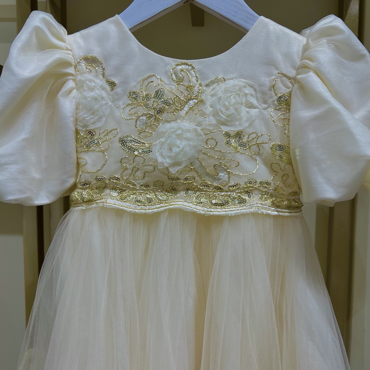 Yellow Dress with Gold Embroidery
