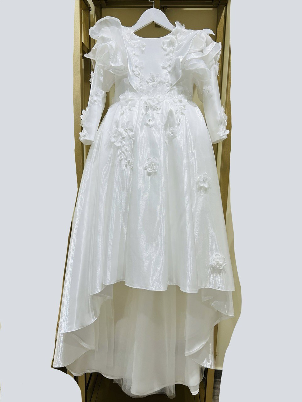 White Floral Cascade Elegance Dress