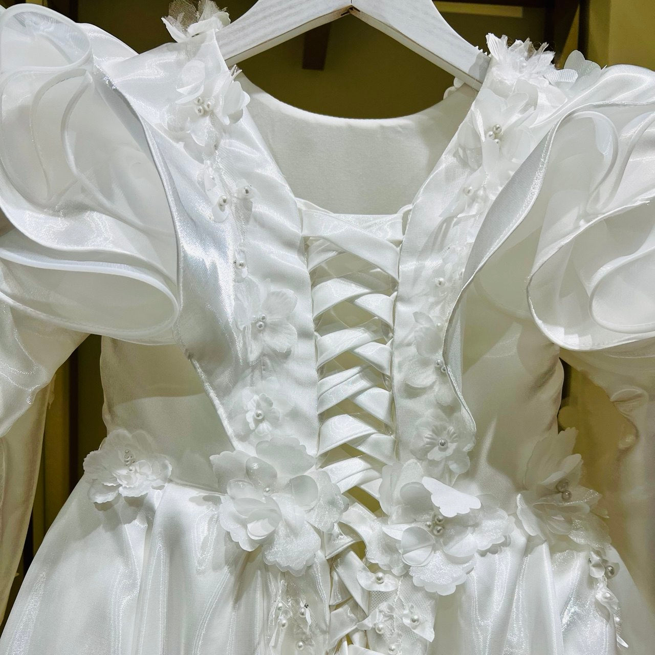 White Floral Cascade Elegance Dress