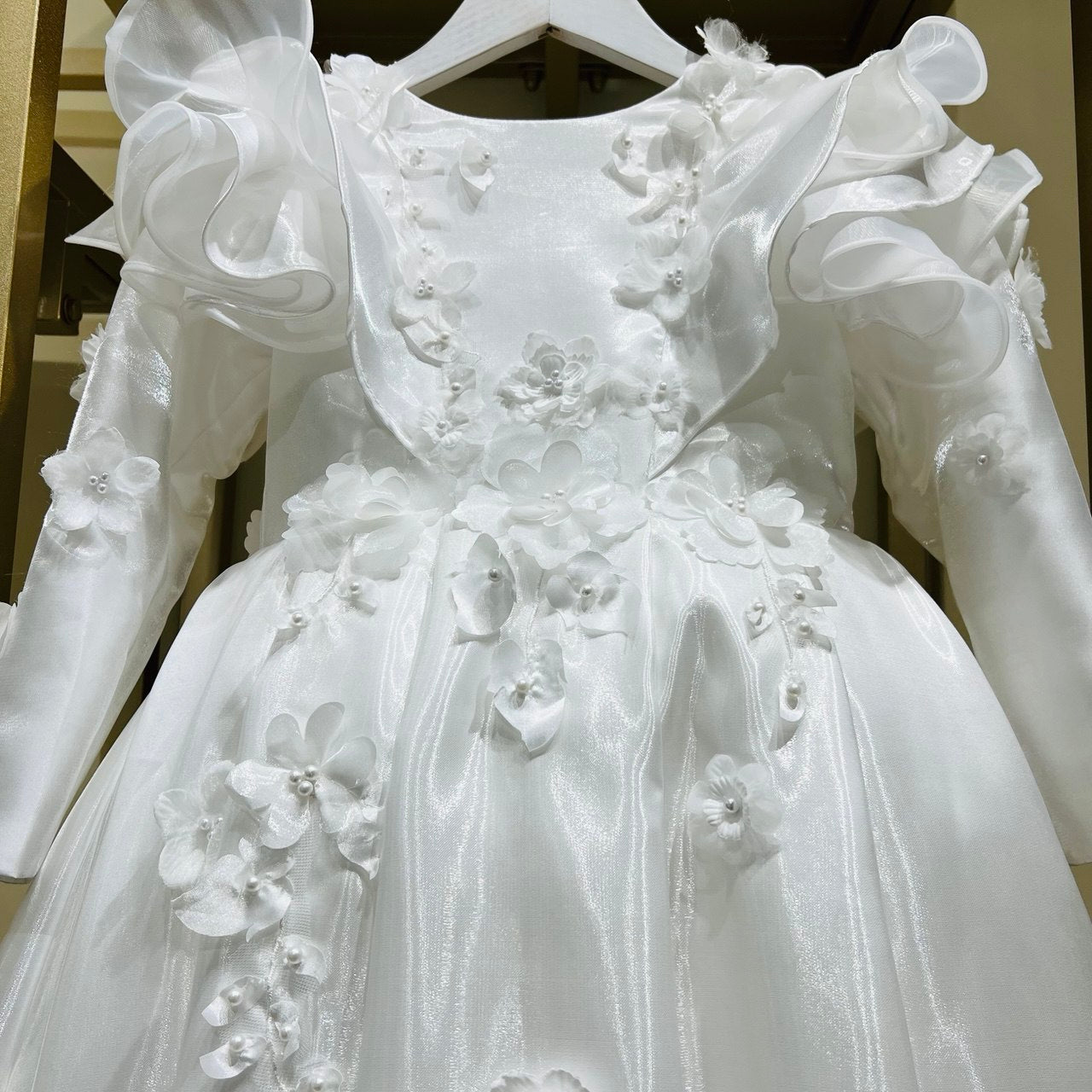 White Floral Cascade Elegance Dress
