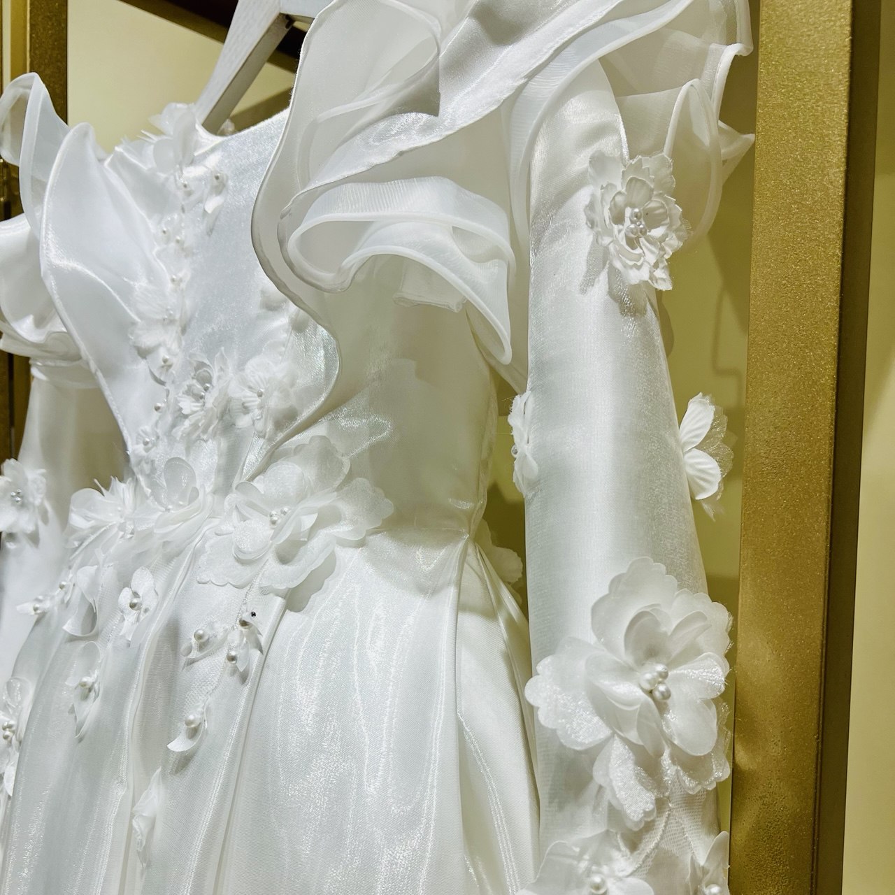 White Floral Cascade Elegance Dress