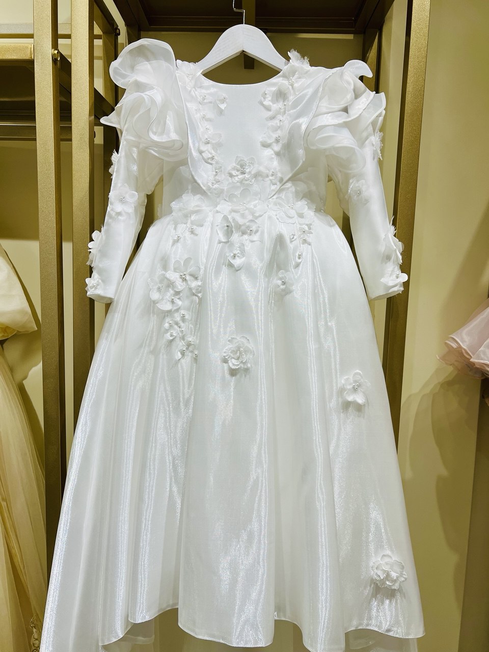 White Floral Cascade Elegance Dress