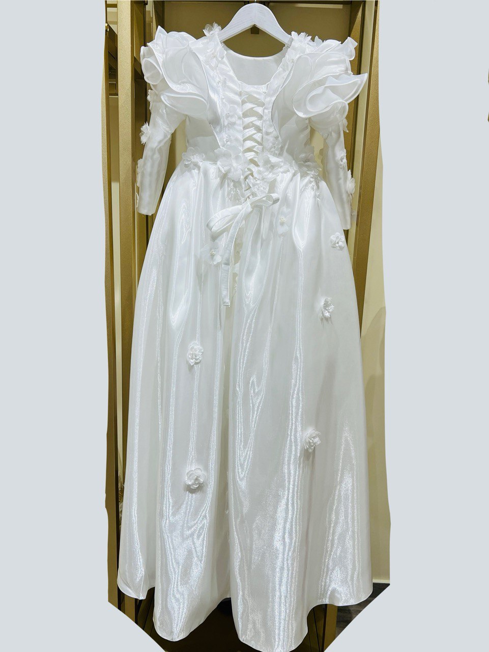 White Floral Cascade Elegance Dress