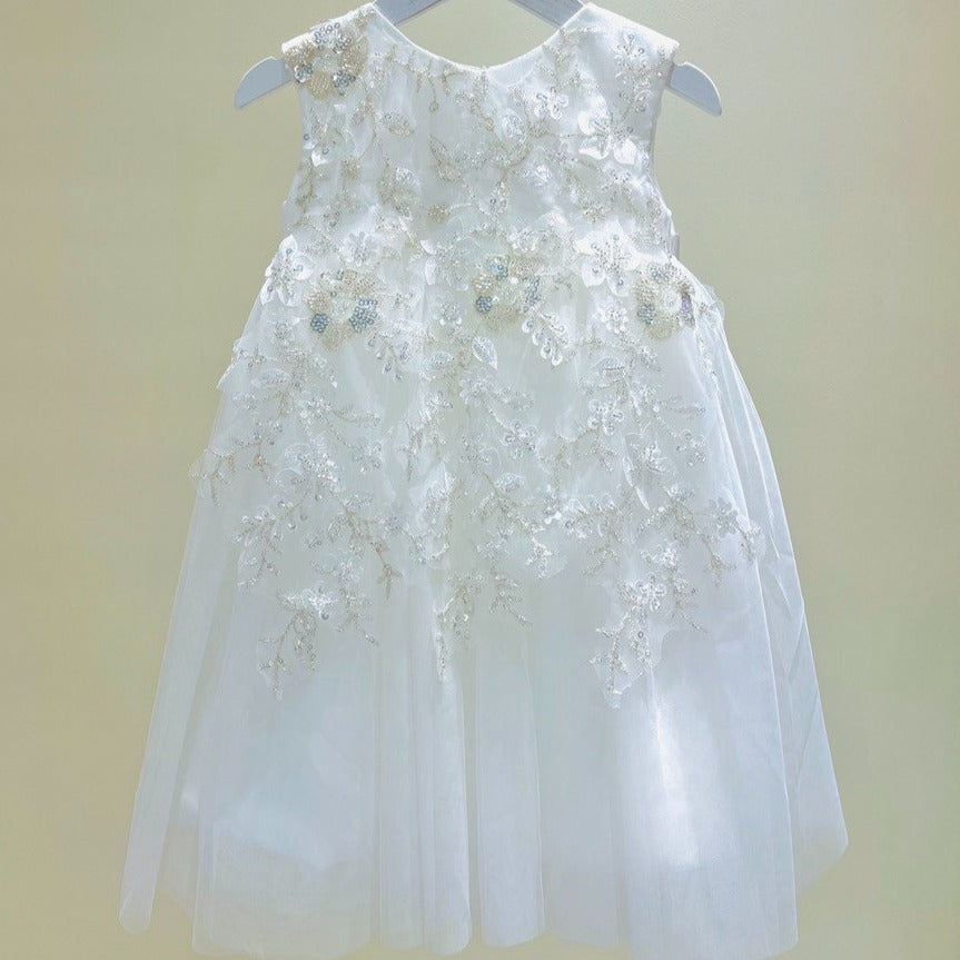 Exquisite Floral Lace Dress with Back Bow