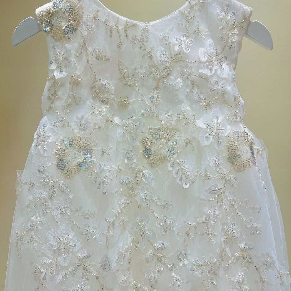 Exquisite Floral Lace Dress with Back Bow