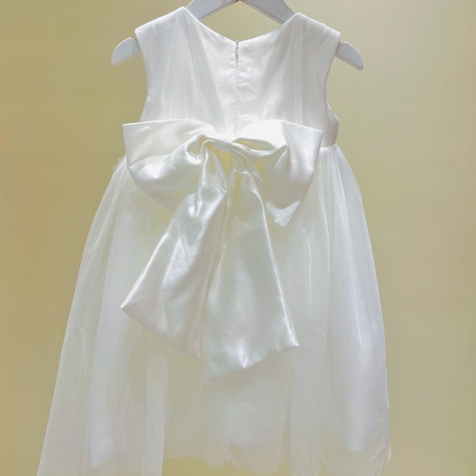 Exquisite Floral Lace Dress with Back Bow