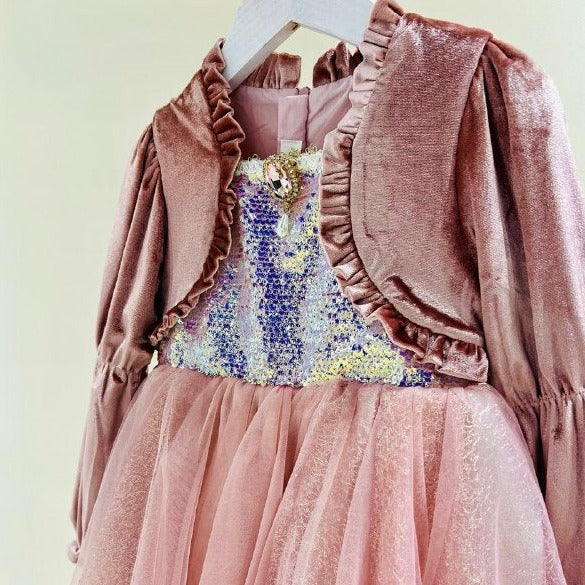 Magical Rose Pink Velvet Princess Dress