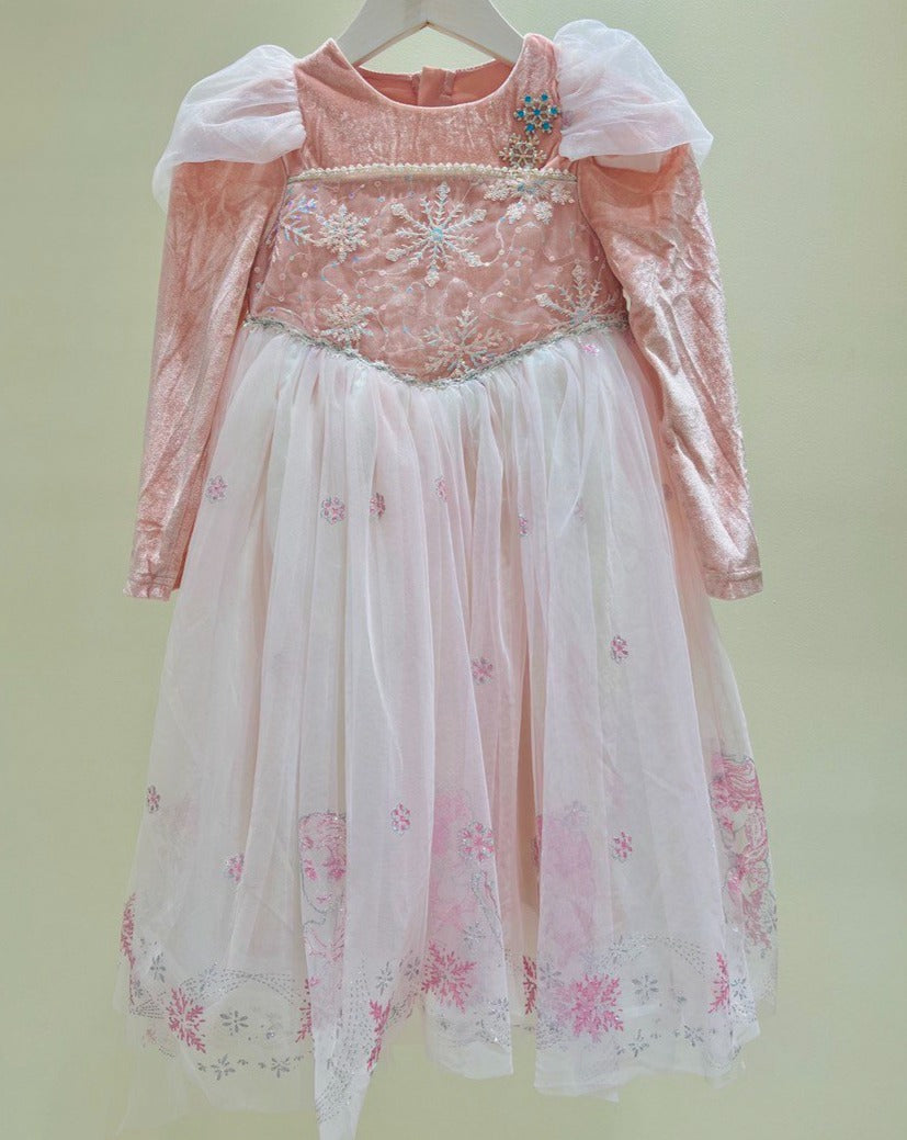 Pink Velvet Frozen Snow Dress