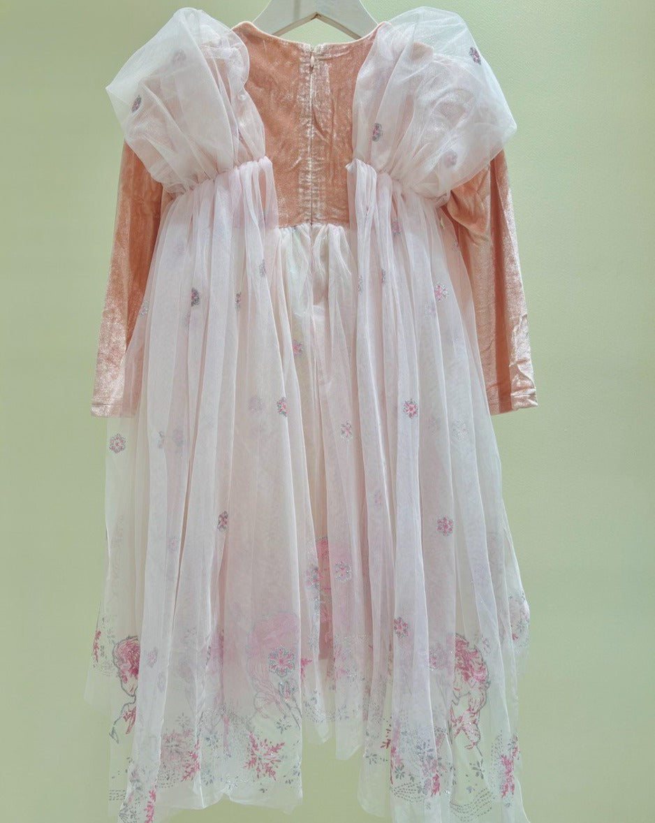 Pink Velvet Frozen Snow Dress