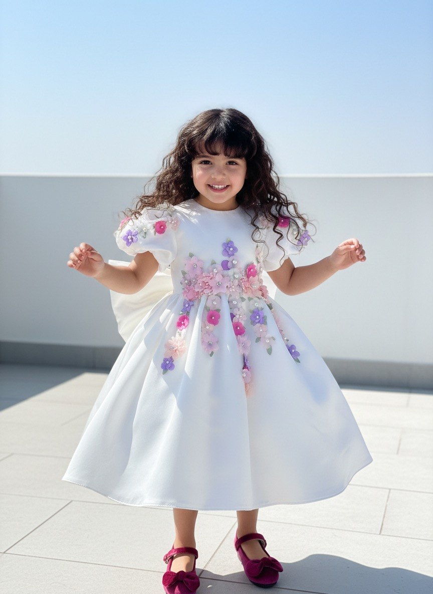 The Pastel Blossom Satin Party Dress