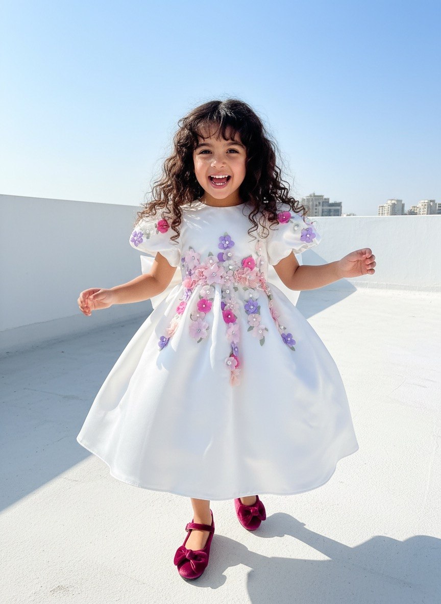 The Pastel Blossom Satin Party Dress