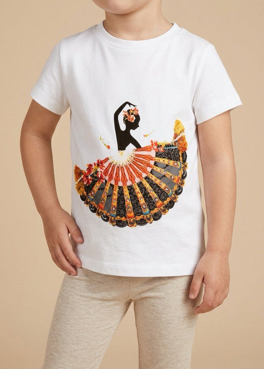 Kid's White Printed T-Shirt