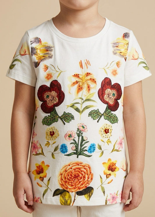 Kid's White Floral T-Shirt