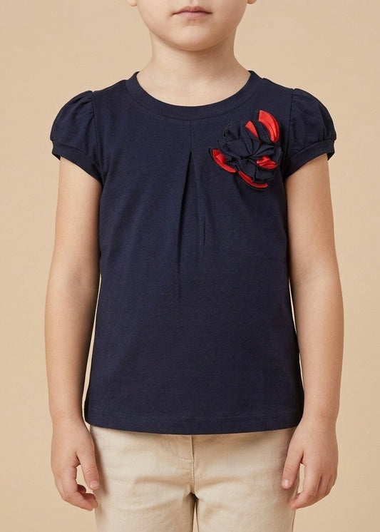 Kid's Blue T-Shirt with Flower on Chest