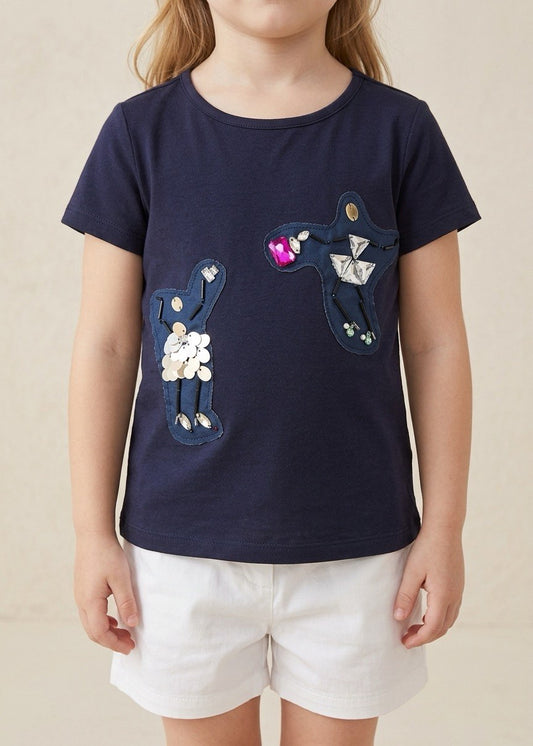 Kid's Blue T-Shirt with Beads