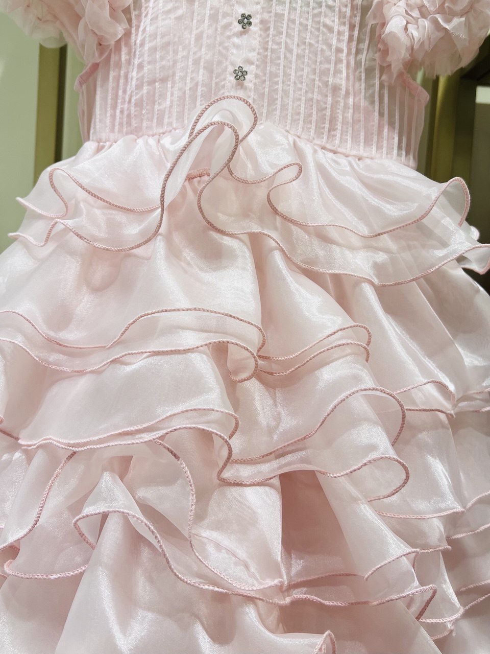 Enchanted Rose Tiered Organza Party Dress