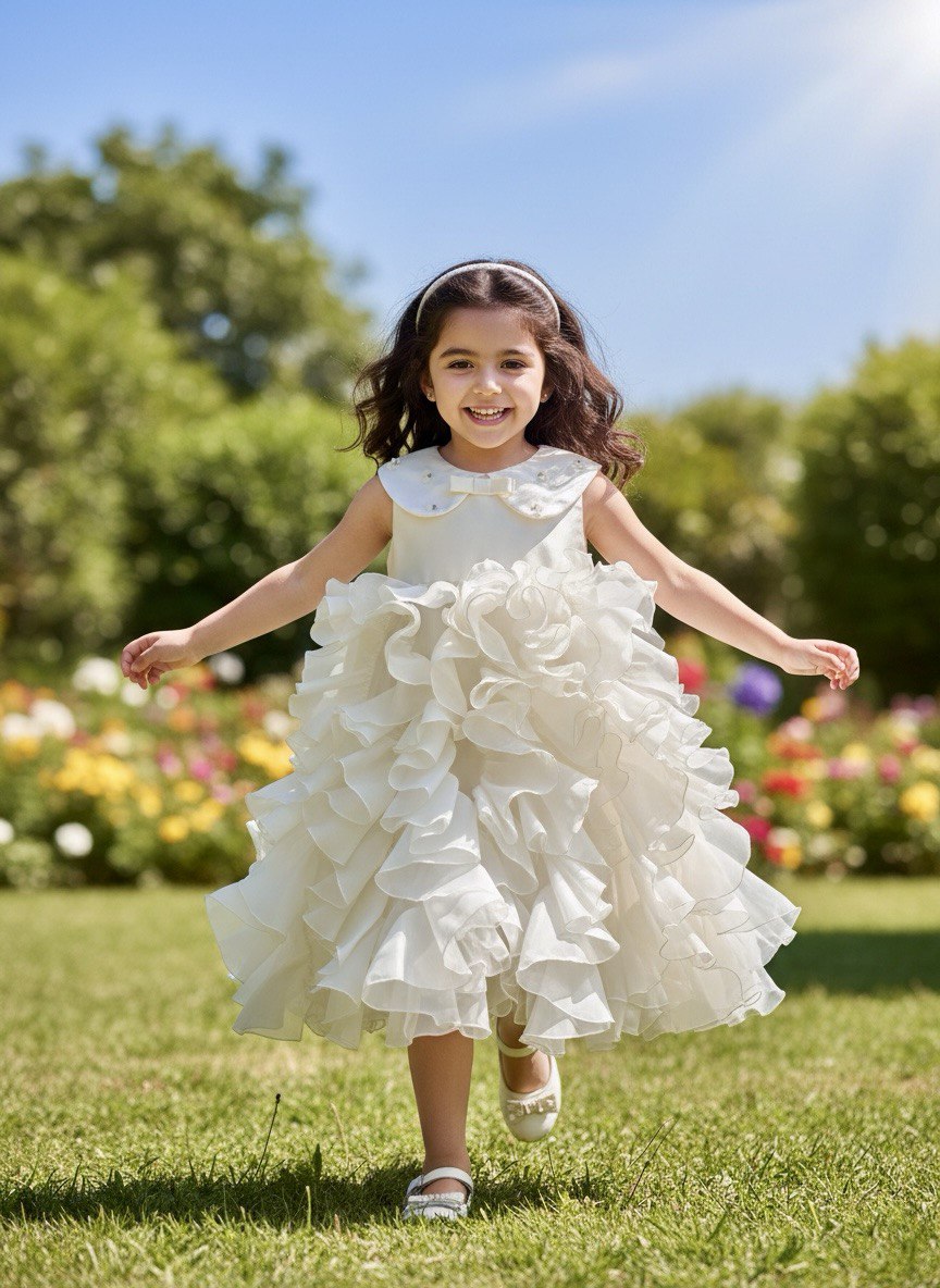 Seraphina Pearl and Petal Ruffle Dress