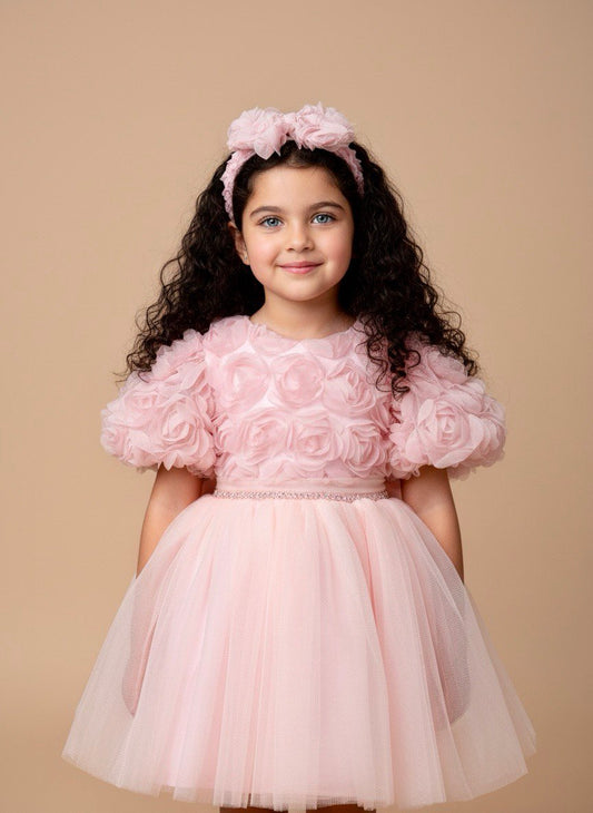 Pink Rosette Dream Tulle Party Dress
