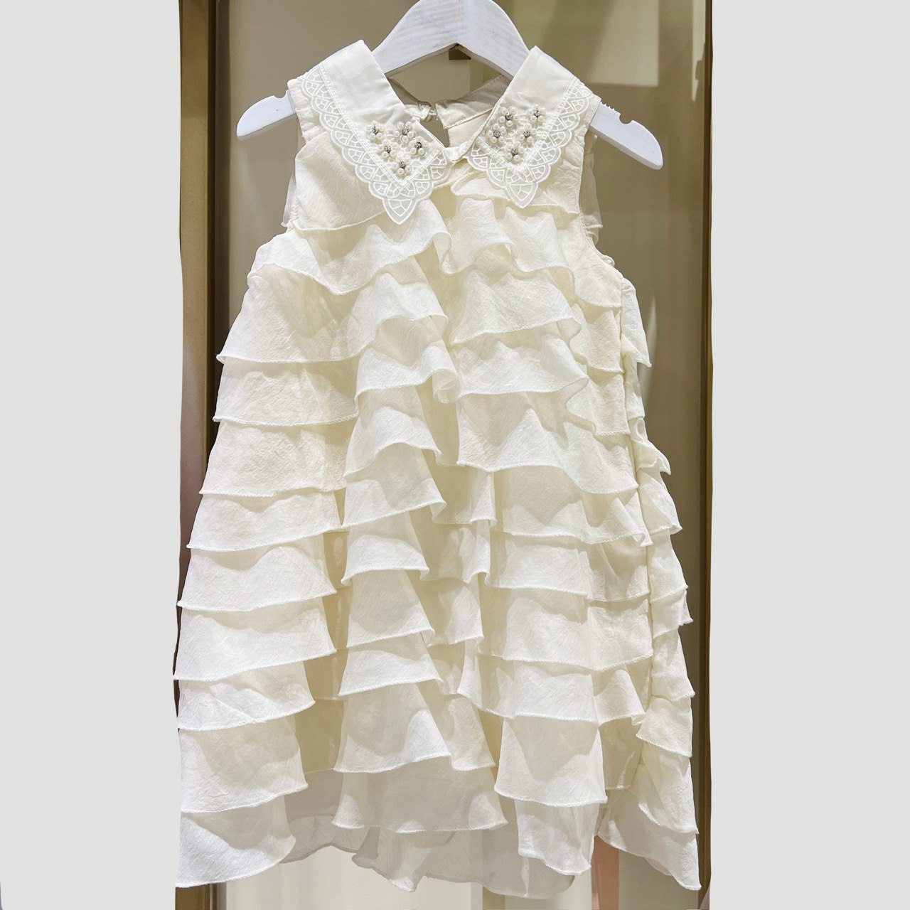 Pearl Collar Ruffle Dress