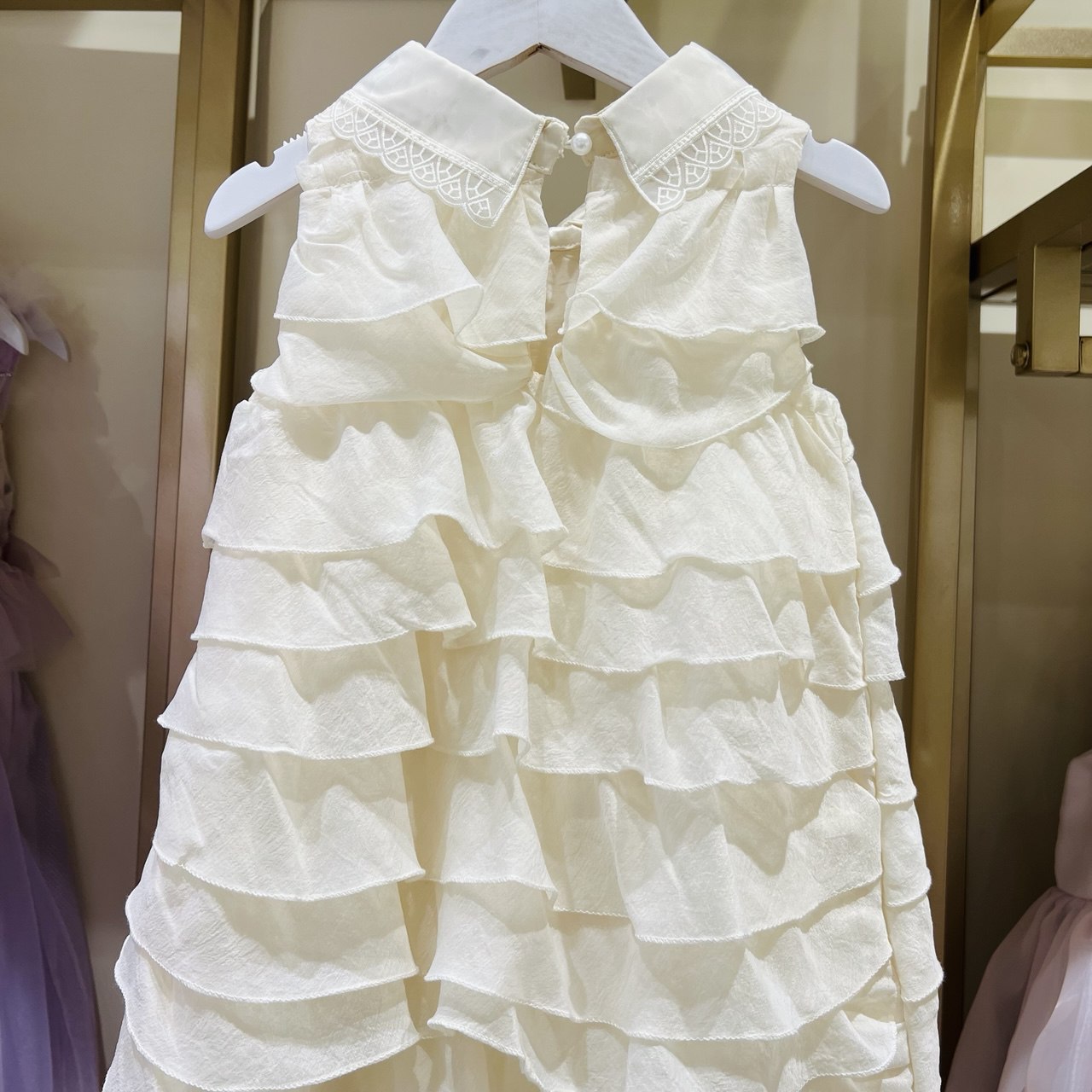 Pearl Collar Ruffle Dress