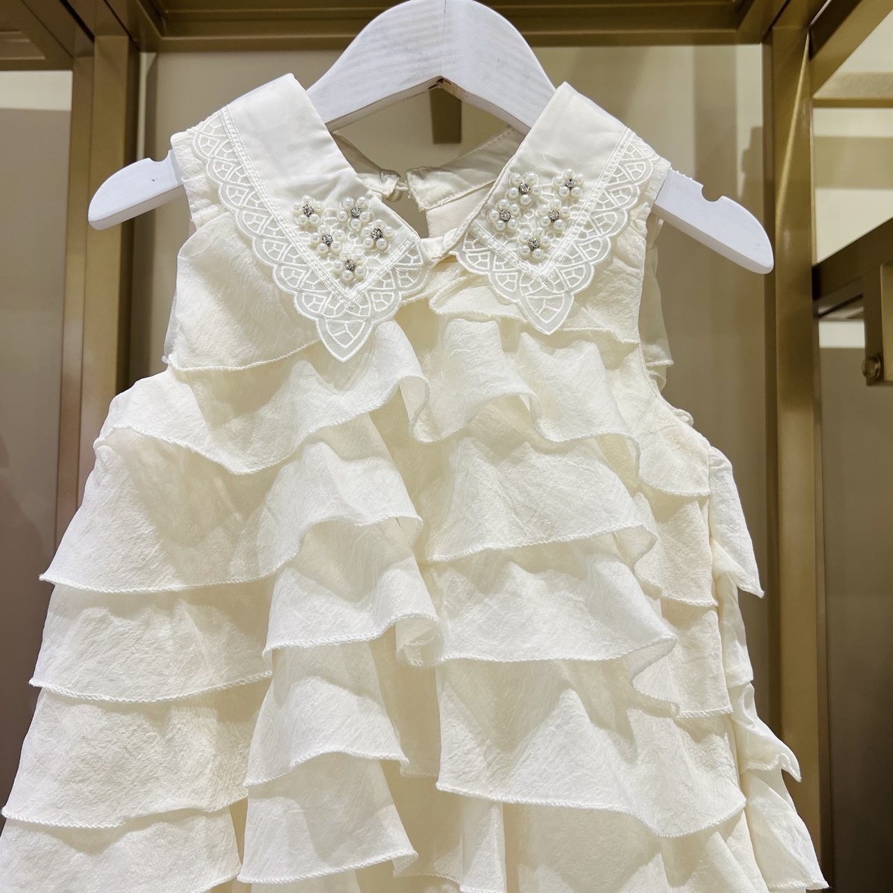 Pearl Collar Ruffle Dress