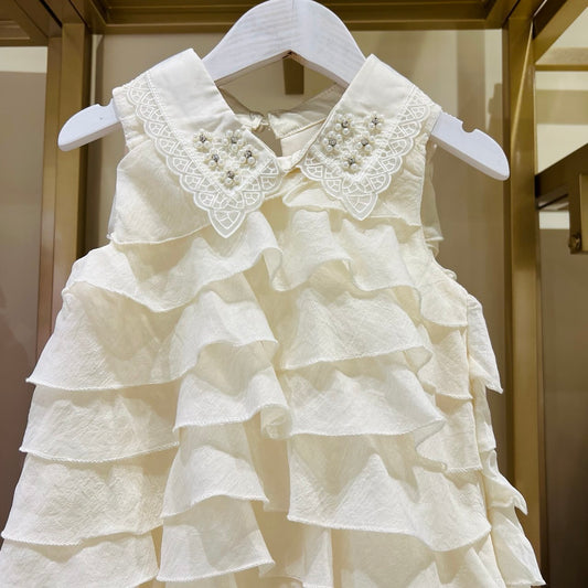 Pearl Collar Ruffle Dress