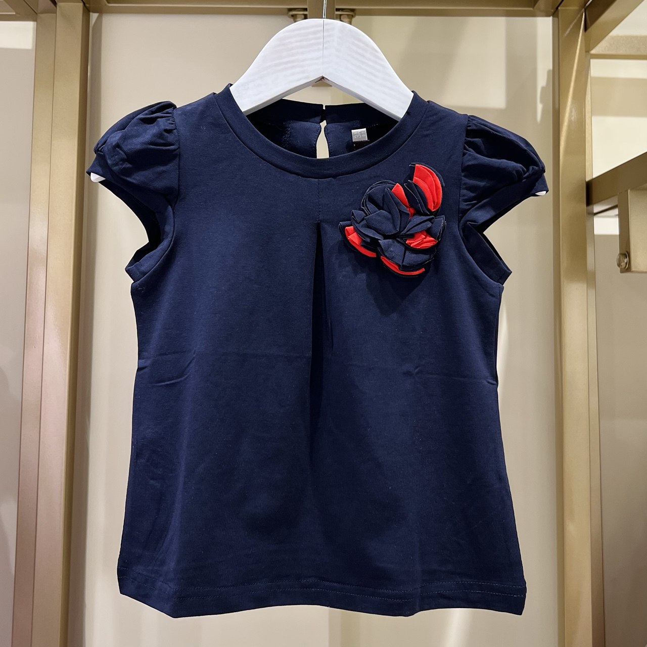 Kid's Blue T-Shirt with Flower on Chest