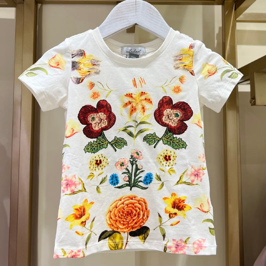 Kid's White Floral T-Shirt