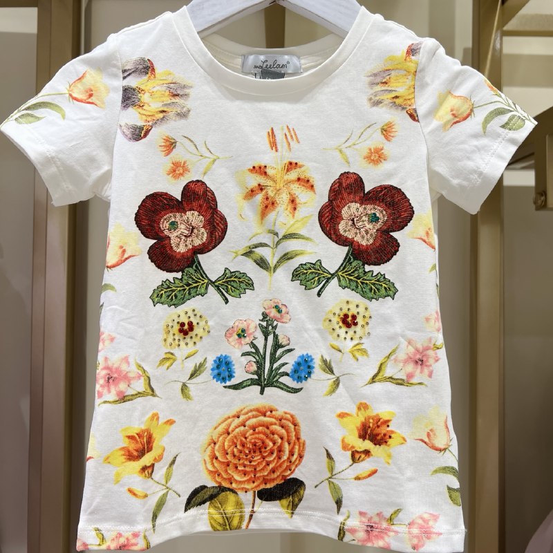 Kid's White Floral T-Shirt