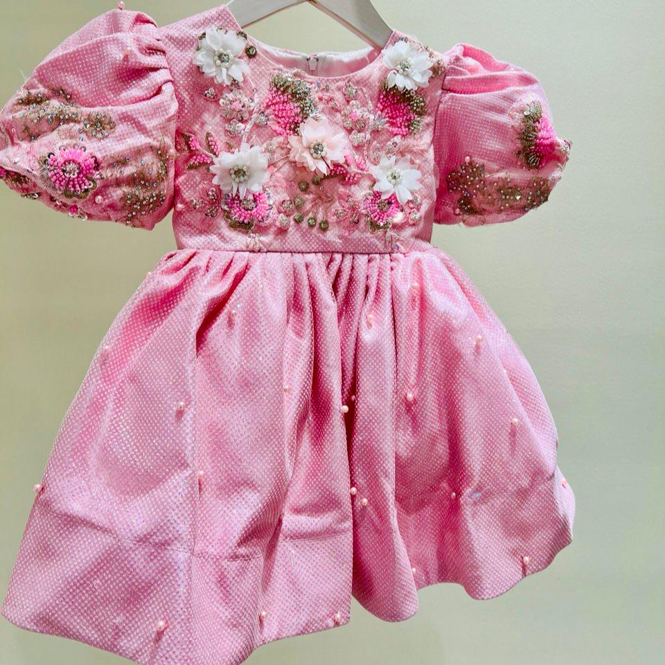 Blossom Pink Embroidered Flower Girl Dress