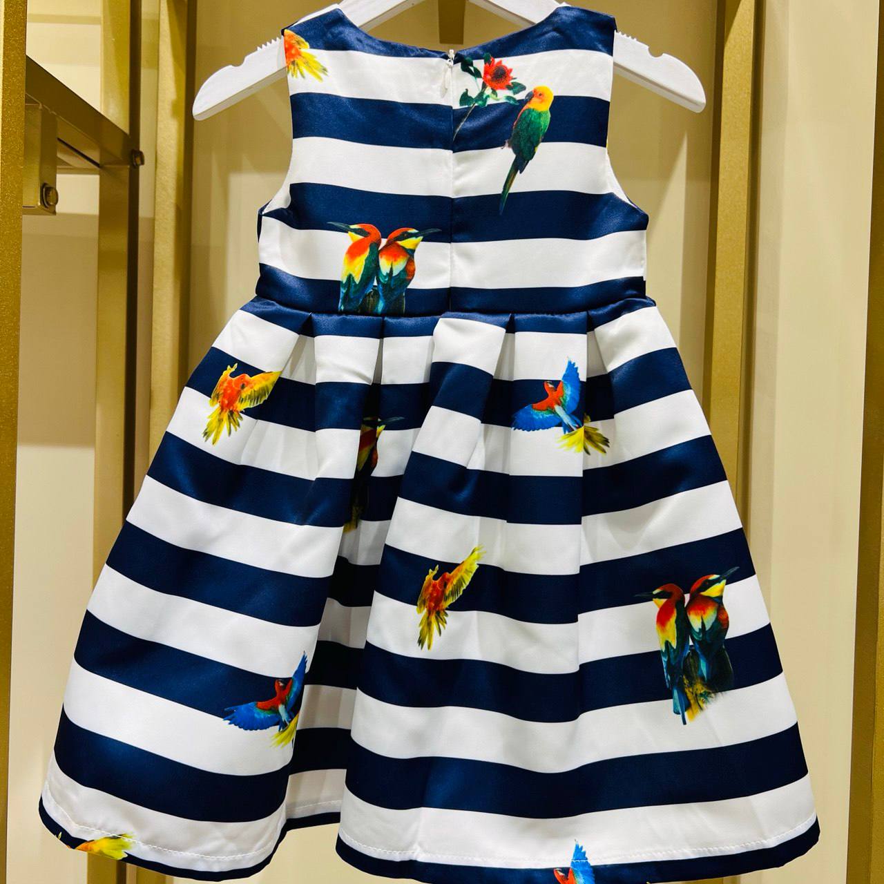 Striped Parrot Print Dress