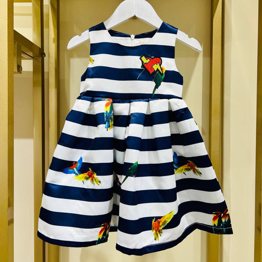 Striped Parrot Print Dress