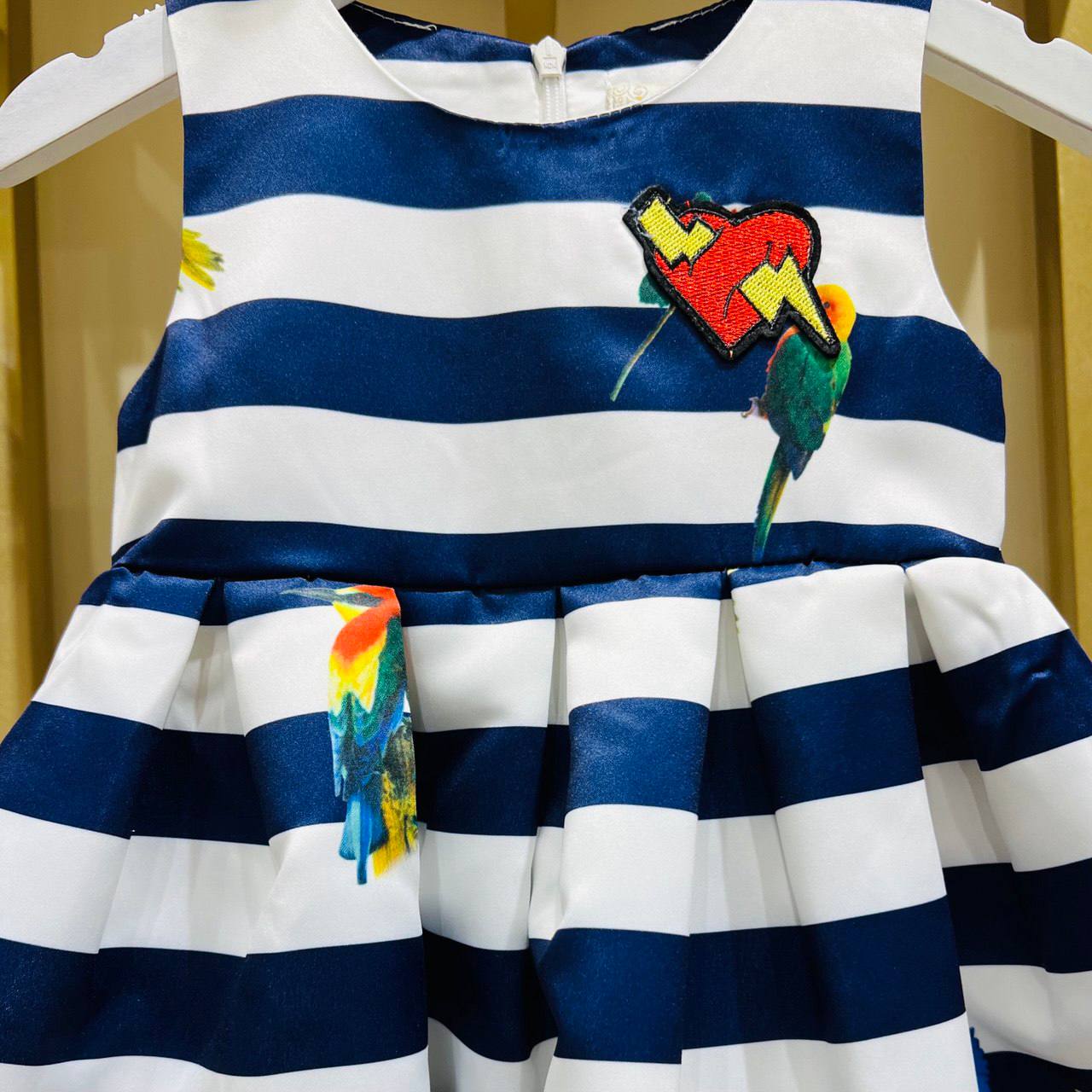 Striped Parrot Print Dress