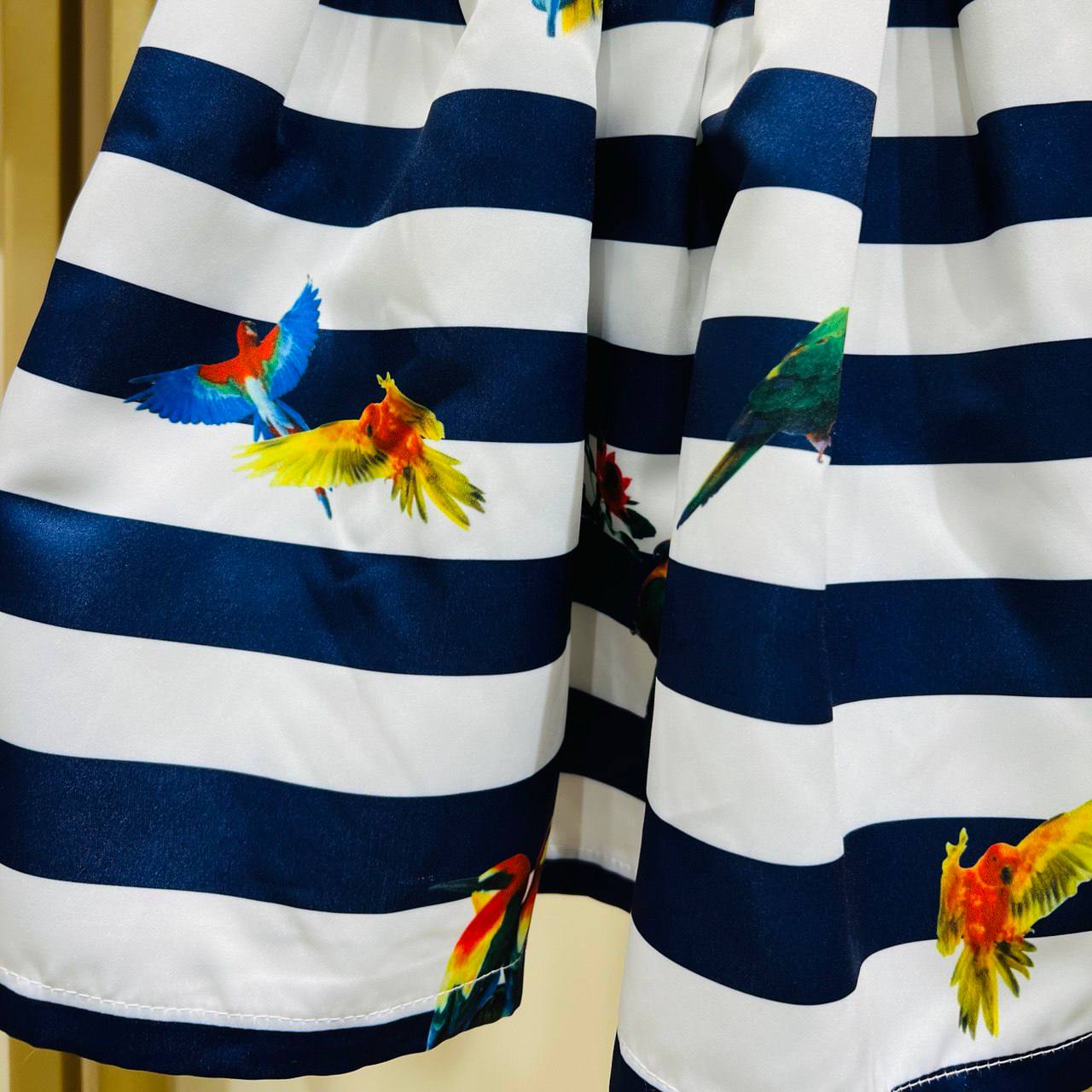 Striped Parrot Print Dress