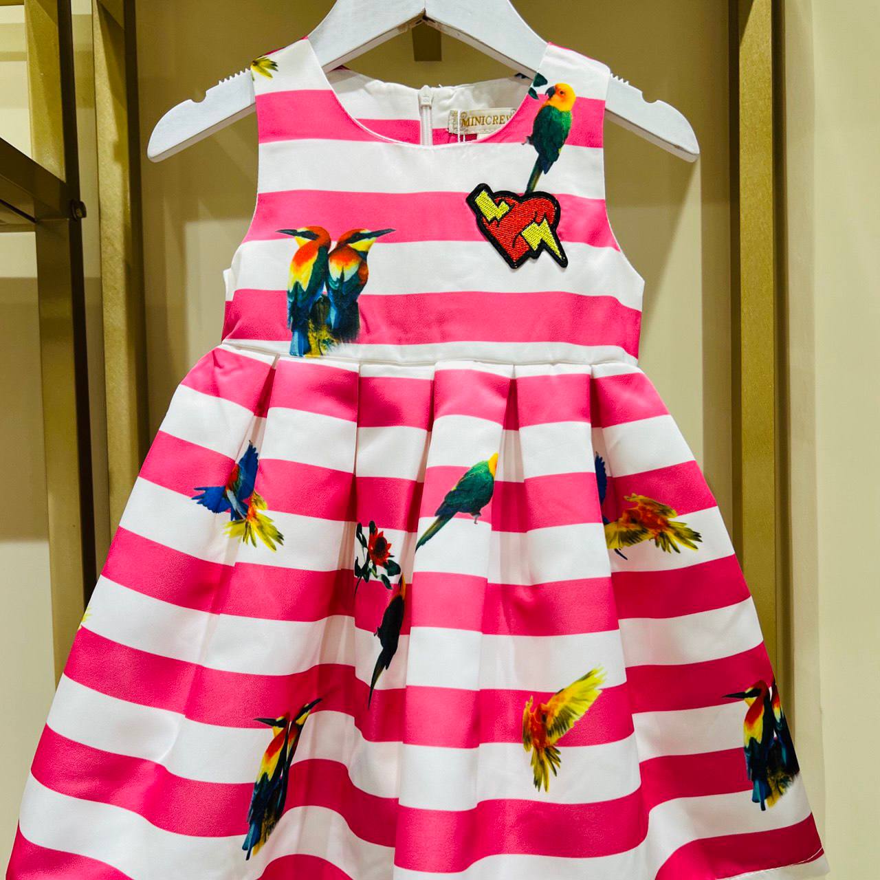 Striped Parrot Print Dress
