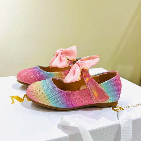 Sparkle and Shine Rainbow Bow Flats shoes