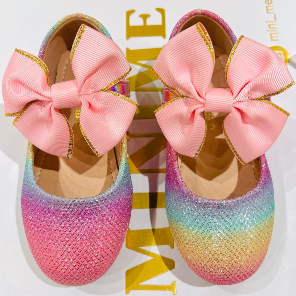 Sparkle and Shine Rainbow Bow Flats shoes