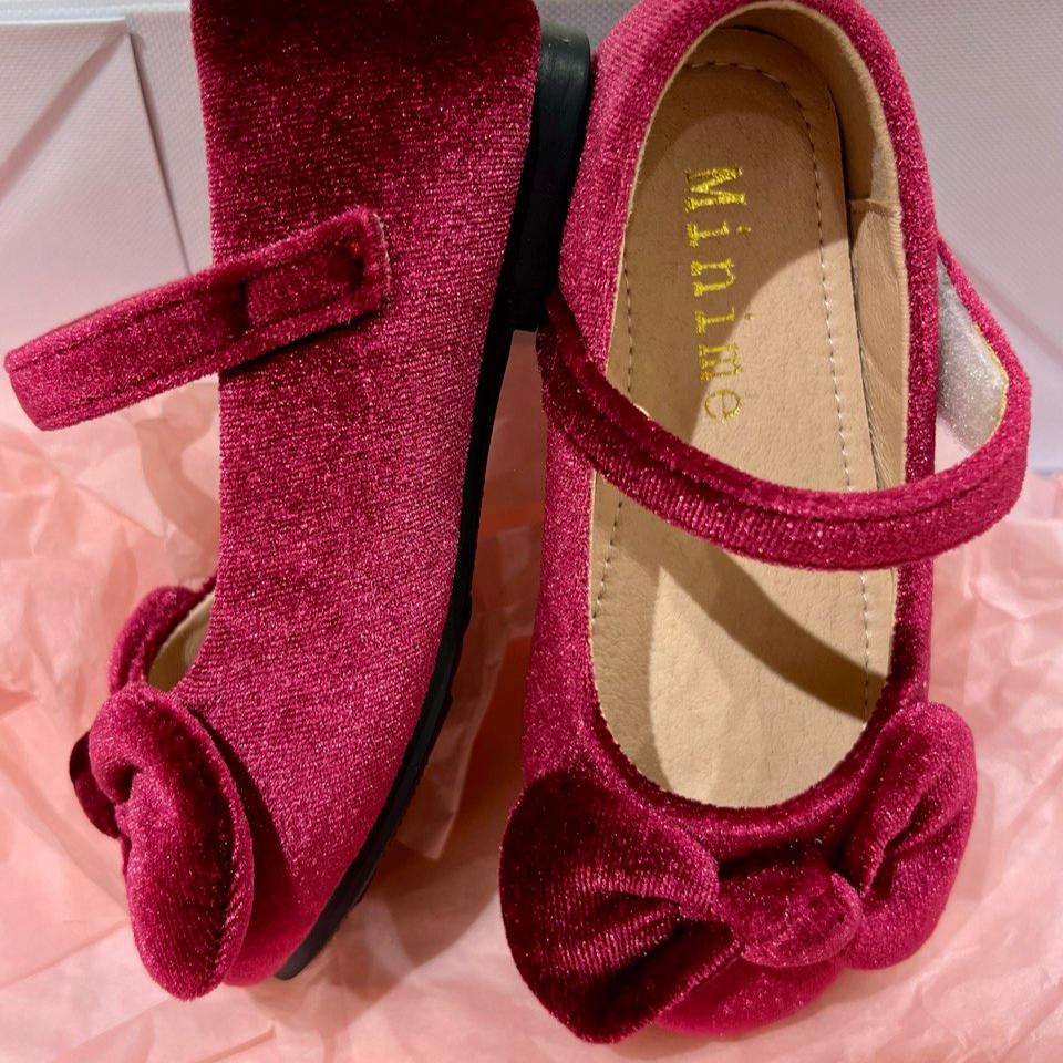 Berry Velvet Bow Flats