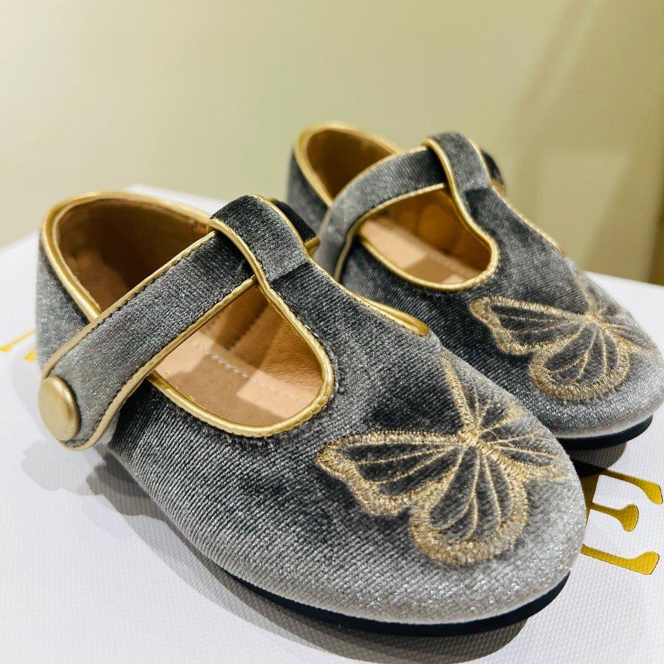Silver Velvet Butterfly Flats