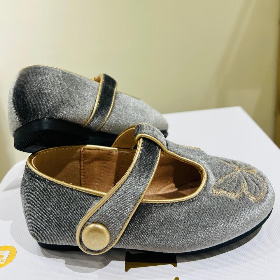 Silver Velvet Butterfly Flats