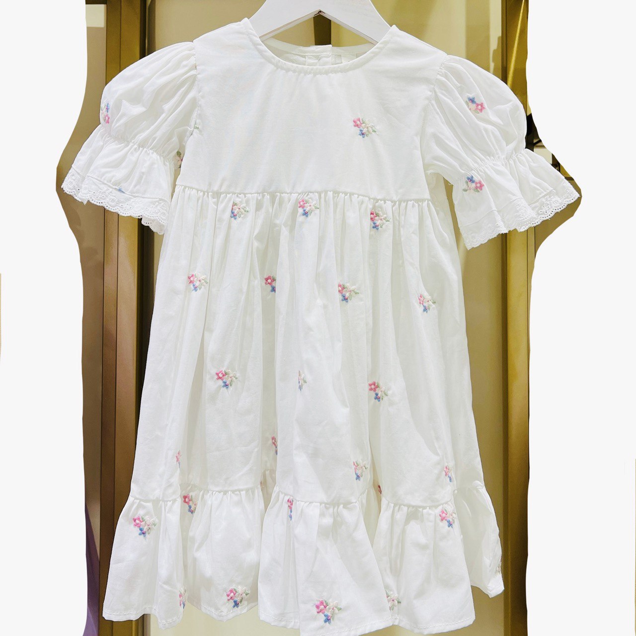White Bloom Embroidered Cotton Dress