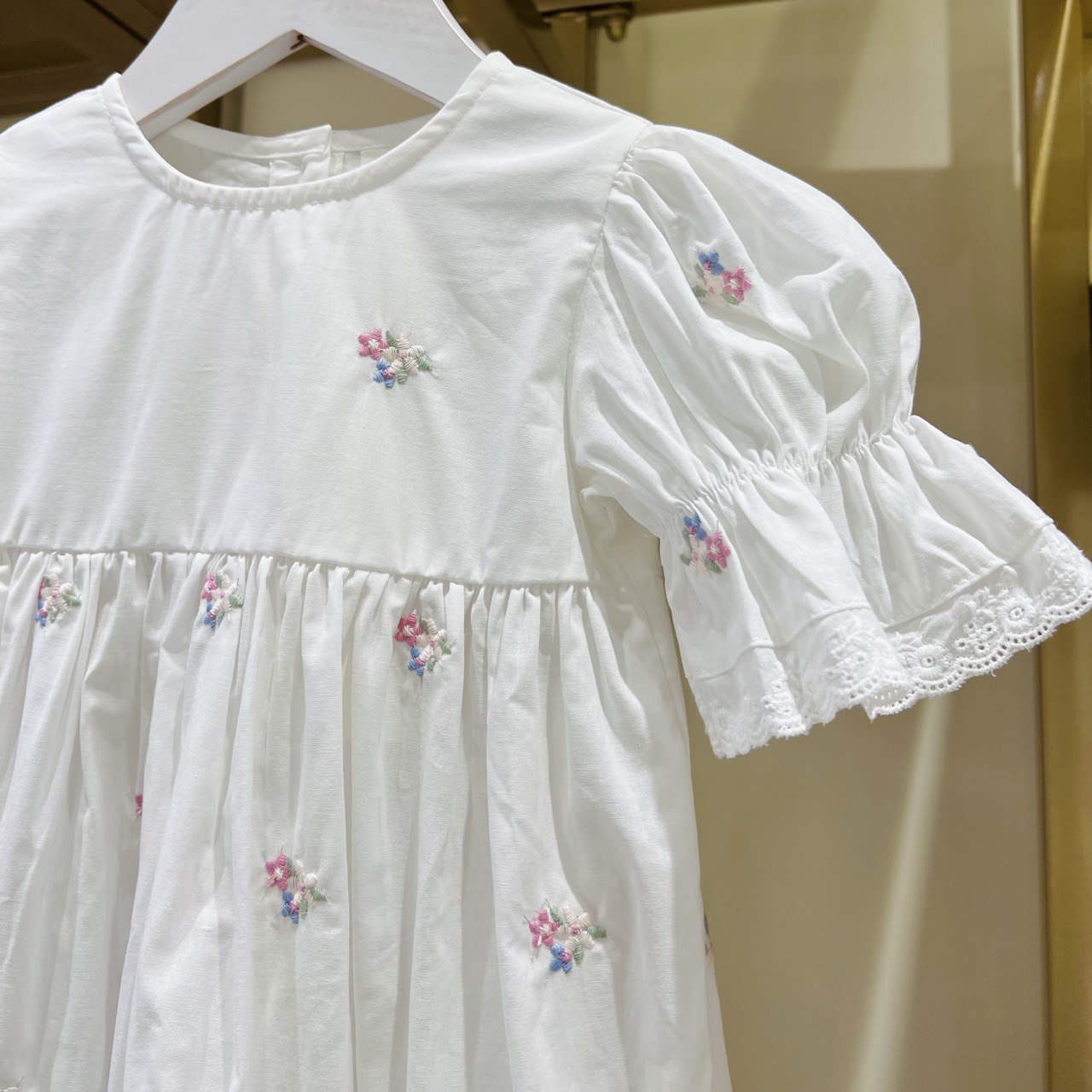 White Bloom Embroidered Cotton Dress