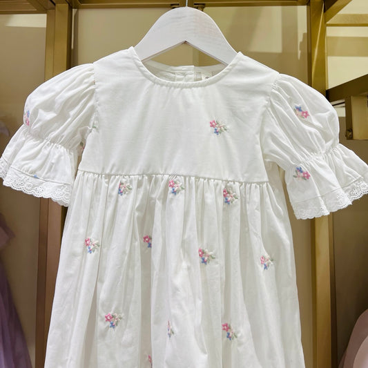 White Bloom Embroidered Cotton Dress