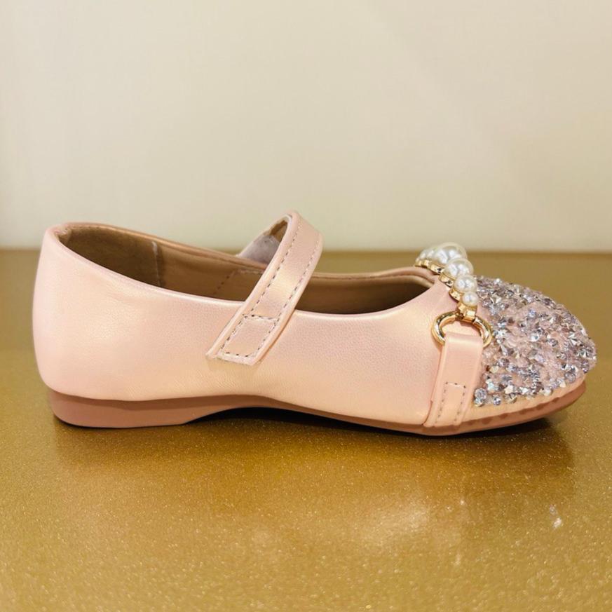 Pearl & Diamonds Embellished Flats with Adjustable Strap