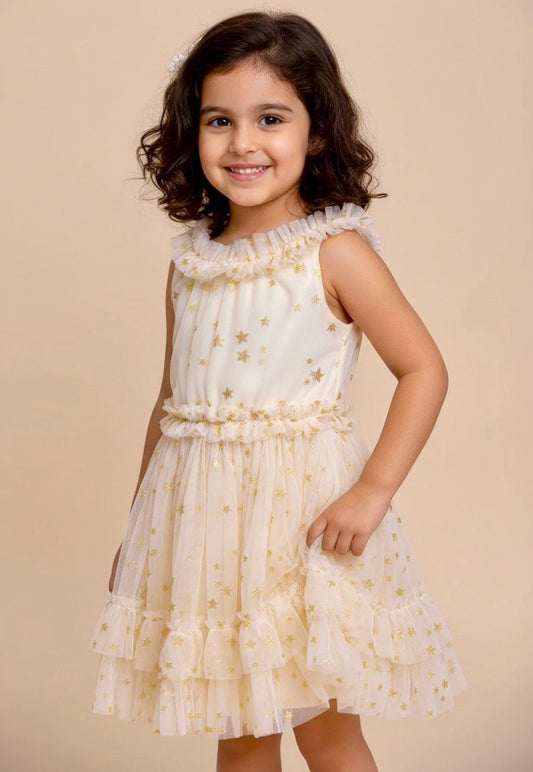 Golden Star Ruffle Dress