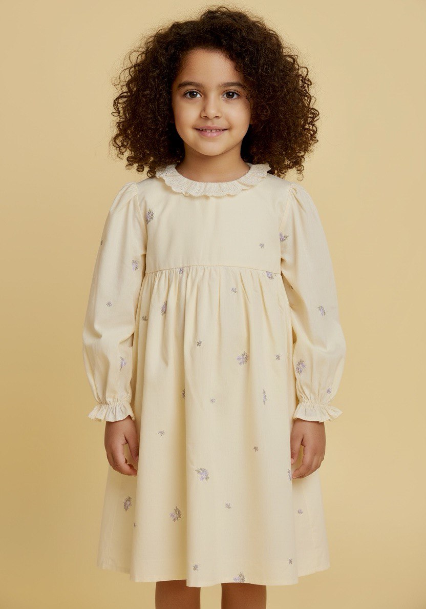 Sunshine Bloom Embroidered Dress